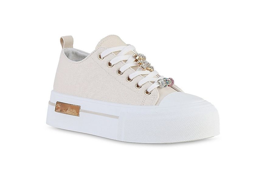 VAN HILL 841715 Plateausneaker Damen Plateau Sneaker Schnürer Strass Zierpe günstig online kaufen