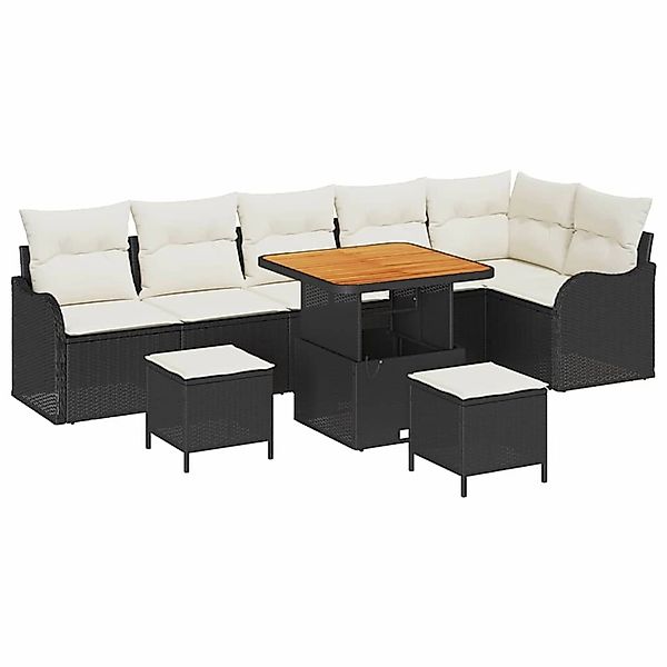 vidaXL Garten-Sofa-Set Höhenverstellbar 9-Tlg Schwarz Poly Rattan 3362280 günstig online kaufen