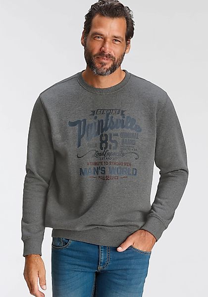 Mans World Sweatshirt, Langarm, lässiger Print, Rundhals, aus Baumwollmisch günstig online kaufen