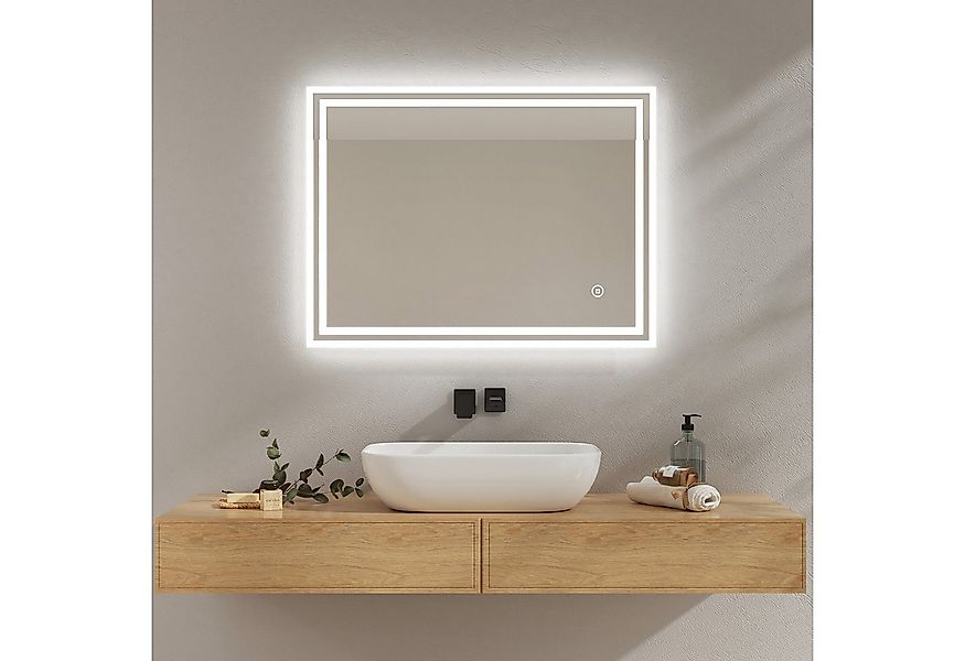 EMKE Badspiegel Touchschalter Dimmbar Antibeschlag Kaltweiß/3 Lichtfarben ( günstig online kaufen