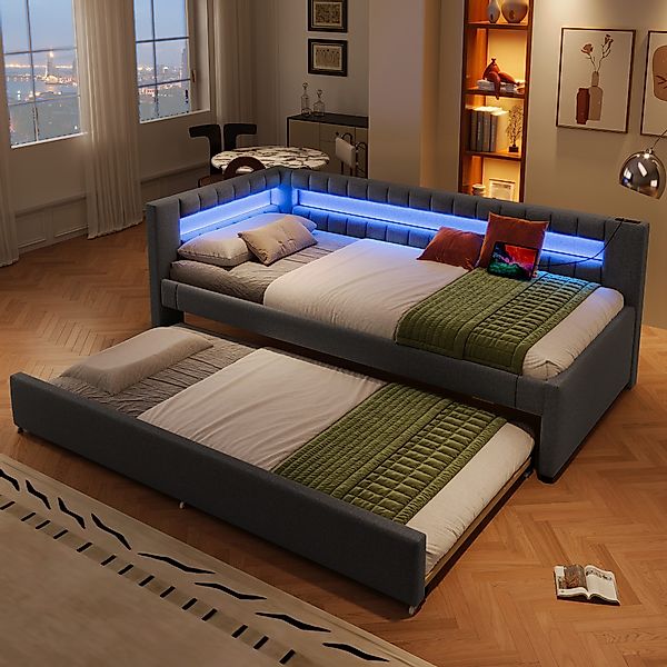 Flieks Daybett, LED Polsterbett 90x200cm mit günstig online kaufen