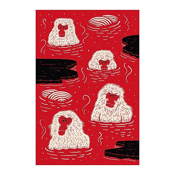 Moooi Carpets - Indigo Macaque Red Teppich - rot, weiß, schwarz/LxB 300x200 günstig online kaufen
