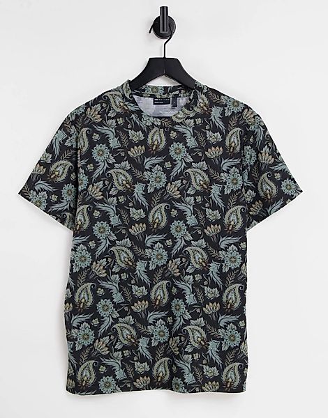 ASOS DESIGN – T-Shirt mit Allover-Paisleymuster-Mehrfarbig günstig online kaufen