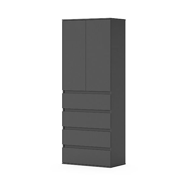 Vicco Kleiderschrank Claus, Anthrazit, 74 x 191.5 cm mit 4 Schubladen günstig online kaufen