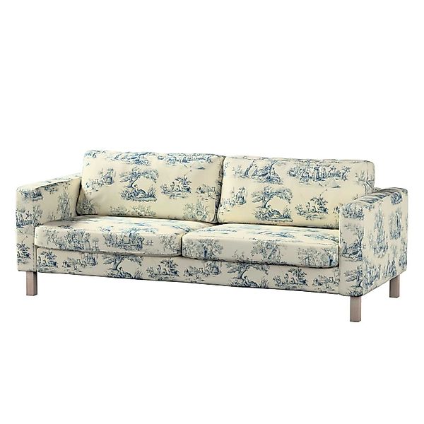Bezug für Karlstad 3-Sitzer Sofa nicht ausklappbar, kurz, creme- blau, Bezu günstig online kaufen