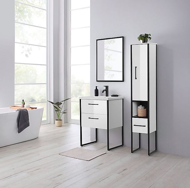 welltime Waschtisch Paris, Breite 60cm, Badmöbel Loft Design, Metall, inkl. günstig online kaufen