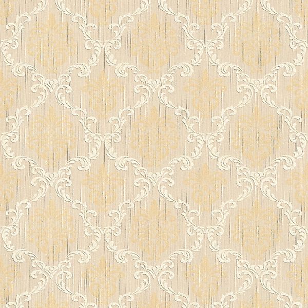 PROFHOME 956292-GU Textiloptik Tapete Barock Matt Beige Gelb 0,53 m x 10,05 günstig online kaufen