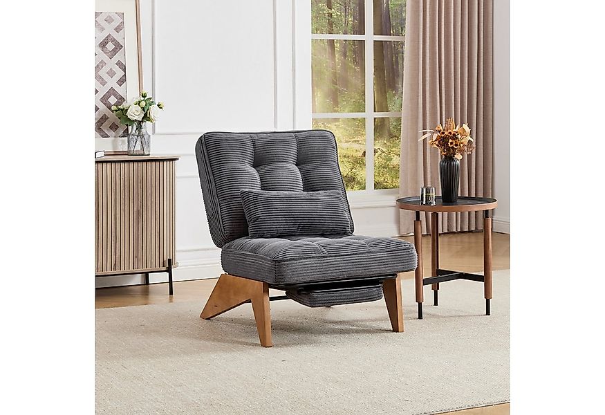 MODFU Loungesessel Relaxsessel aus Kord (Polsterstuhl mit Holzbeinen & Lend günstig online kaufen