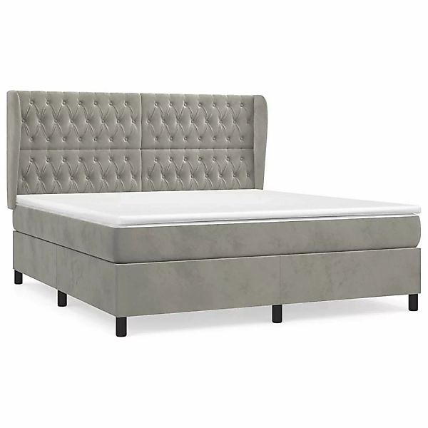 vidaXL Boxspringbett mit Matratze Hellgrau 180x200 cm Samt1387657 günstig online kaufen