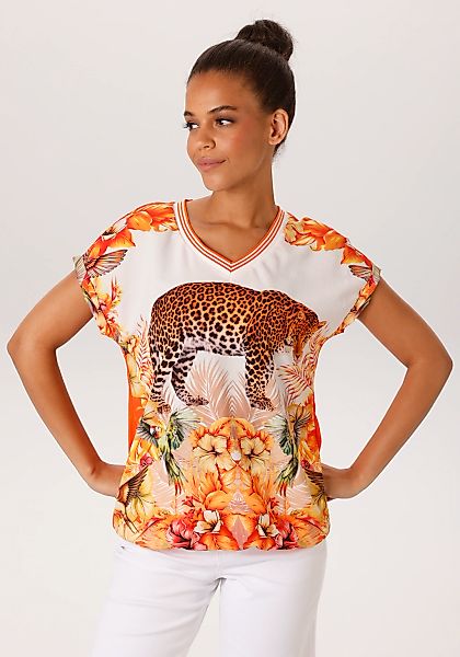 Aniston CASUAL Shirtbluse mit Leopard, tropischen Vögeln, Blüten und Blätte günstig online kaufen