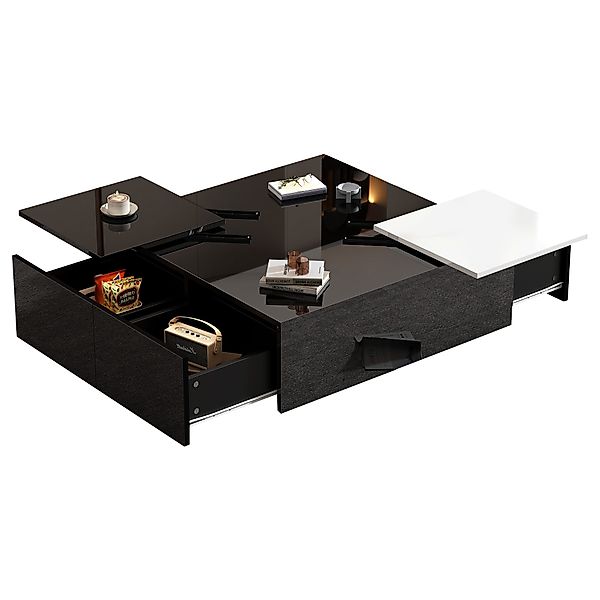 Merax Couchtisch Hochglanz mit verschiebbare Tischplatte (Satztisch Beistel günstig online kaufen