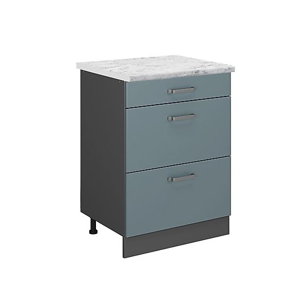 Vicco Schubladenschrank R-Line Blau-Grau 60 cm AP Marmor günstig online kaufen