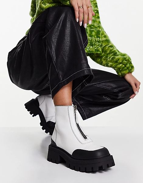ASOS DESIGN – Autumn – Stiefel in Weiß mit eckiger Zehenpartie und Reißvers günstig online kaufen