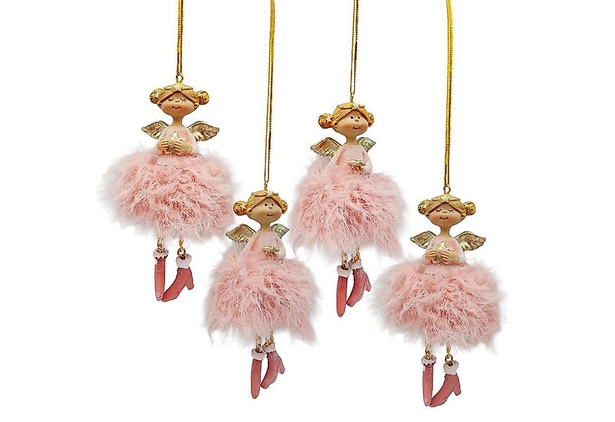 Logbuch-Verlag Dekofigur 4er-Set Engel Anhänger rosa-champagner flauschig c günstig online kaufen