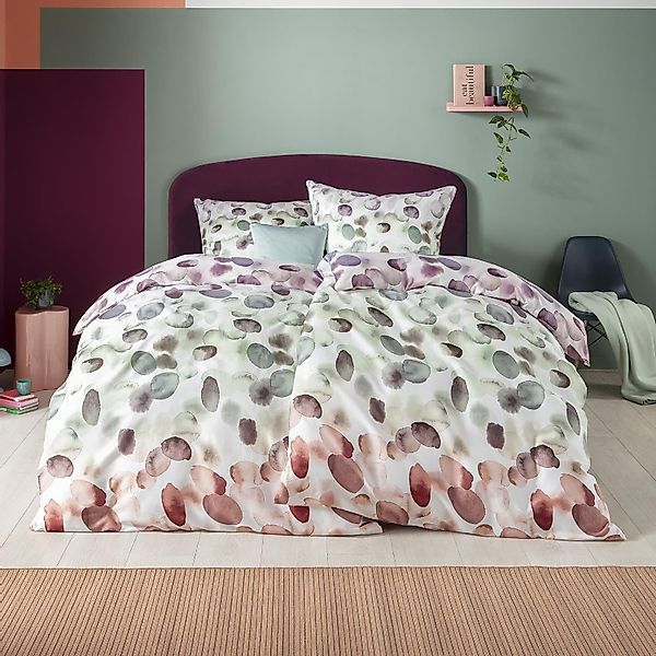 Estella Mako Satin Bettwäsche Millie 4833-985 Tupfen Aquarell 135x200 günstig online kaufen