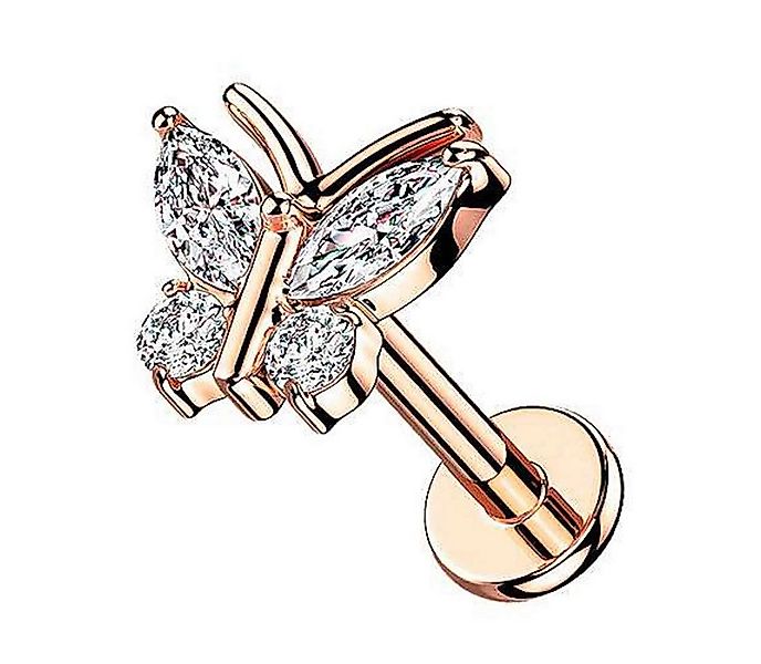 Taffstyle Piercing-Set Labret Tragus Piercing flach Zirkonia Schmetterling günstig online kaufen