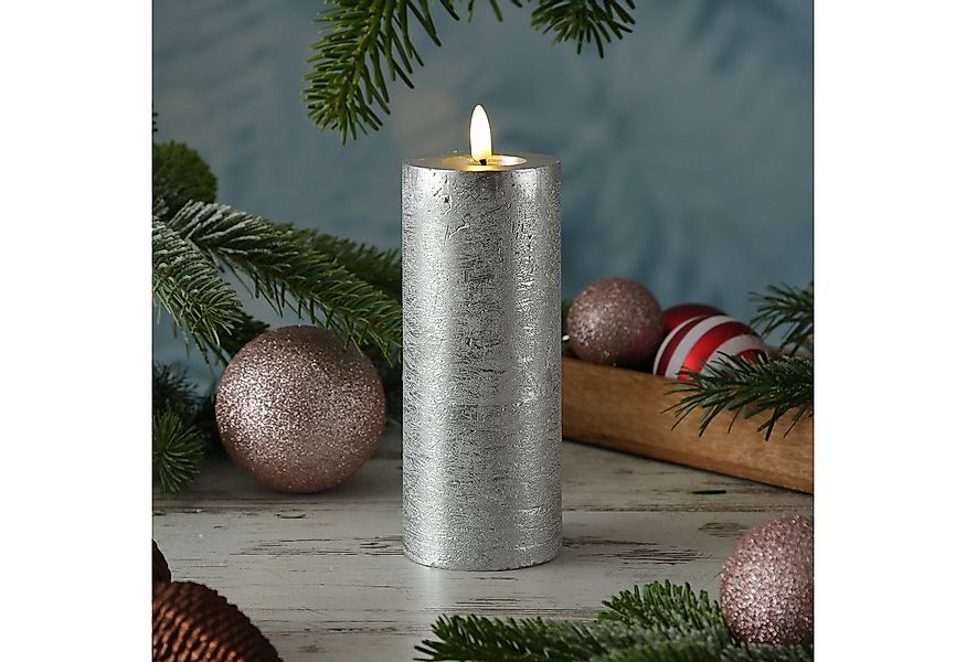 MARELIDA LED-Kerze LINA Rustik Optik Echtwachskerze flackernd Timer H: 19cm günstig online kaufen