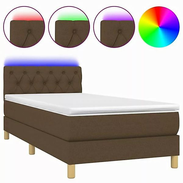 vidaXL Boxspringbett Boxspringbett mit Matratze LED Dunkelbraun 80x200 cm S günstig online kaufen