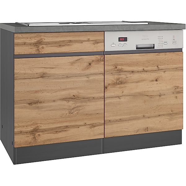 Held Möbel Spülenunterschrank Turin 120cm mit GSP-Blende WotanEiche/Graphit günstig online kaufen