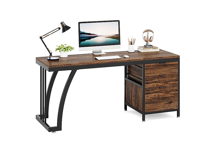 Tribesigns Computertisch mit 3 Schubladen, Home Office Schreibtische mit Sc günstig online kaufen