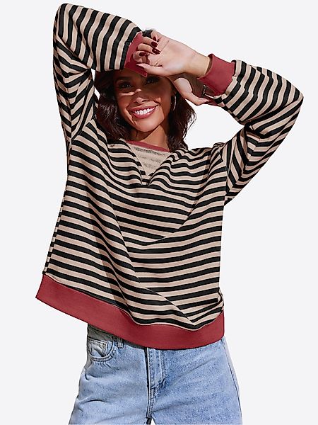 Imily Bela Sweatshirt Damen Gestreifter Oversize günstig online kaufen