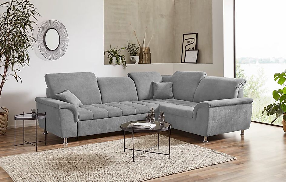 DOMO collection Ecksofa "Franzi, zeitlos und elegant, moderne Sitzheftung, günstig online kaufen