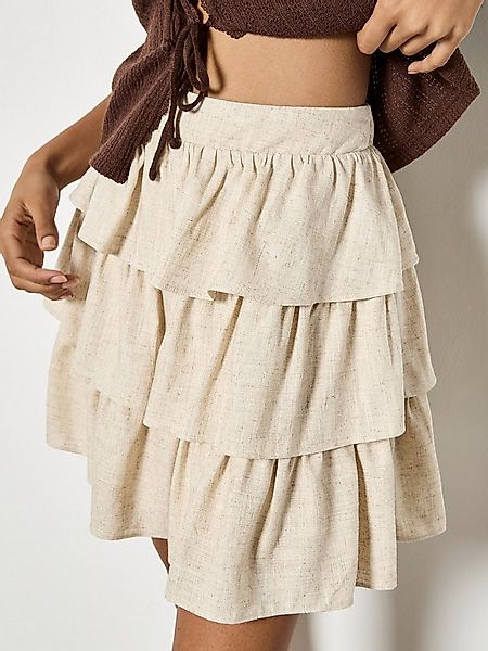 Apricot Minirock Minirock aus Leinenmischung mit Rüschen und Stufen Einfarb günstig online kaufen