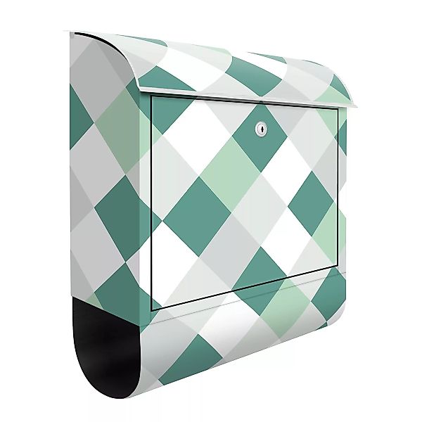 Briefkasten Geometrisches Muster gedrehtes Schachbrett Grün günstig online kaufen