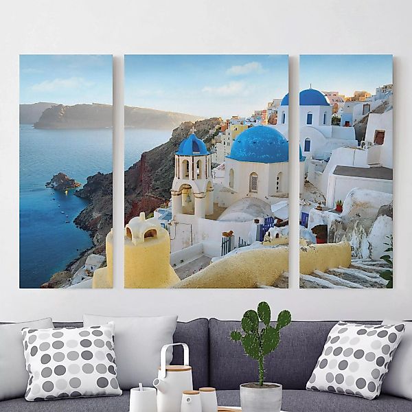 3-teiliges Leinwandbild Architektur & Skyline - Querformat Santorini günstig online kaufen