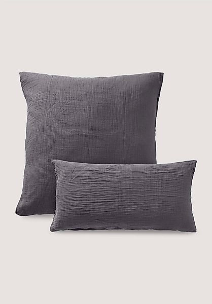 hessnatur Musselin Kissenbezug aus Bio-Baumwolle - grau - Größe 80x80 cm günstig online kaufen