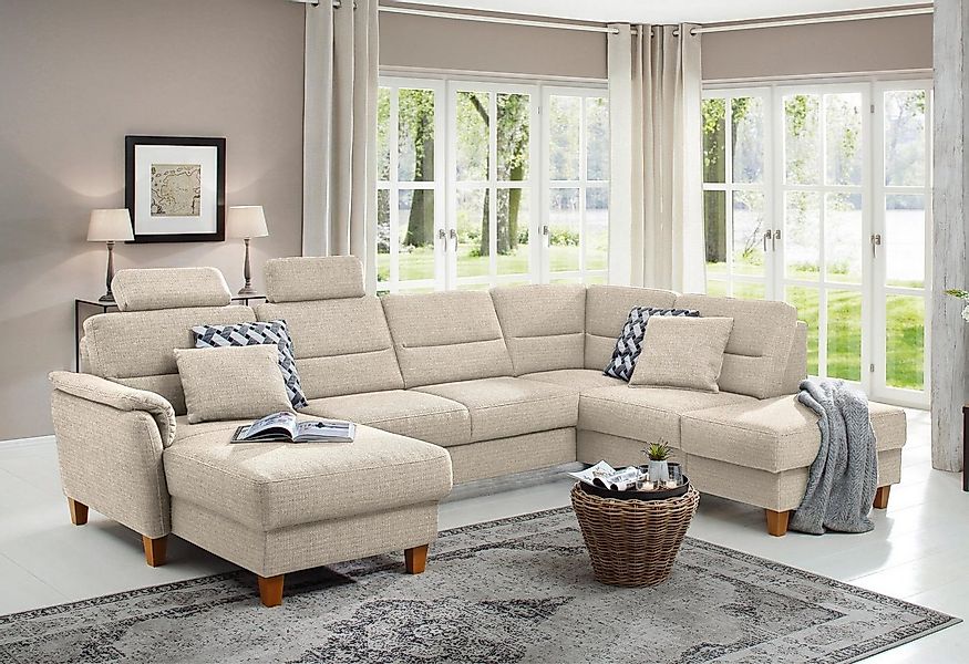 Home affaire Wohnlandschaft "Palmera U-Form, B: 308 cm" optional Bettfunkti günstig online kaufen