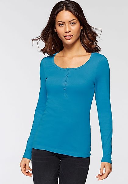 H.I.S Langarmshirt "mit kurzer Knopfleiste" 2er-Pack, aus modischer Rippqua günstig online kaufen
