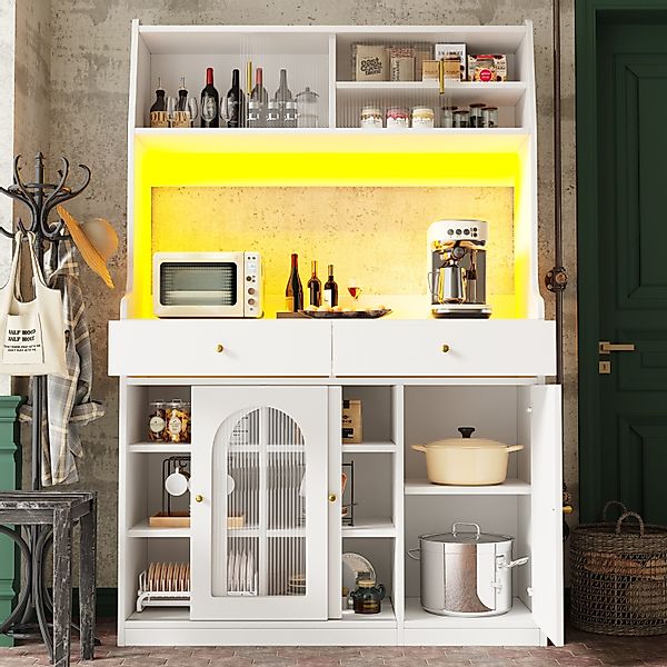 i@home Hochschrank Küchenschrank,Vitrinenschrank, Buffetschrank, schwarz/we günstig online kaufen
