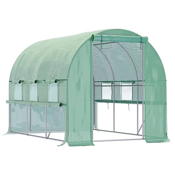 Outsunny Foliengewächshaus 2,95x2x2m Tunnel begehbar mit 6 Fenstern UV-Schu günstig online kaufen