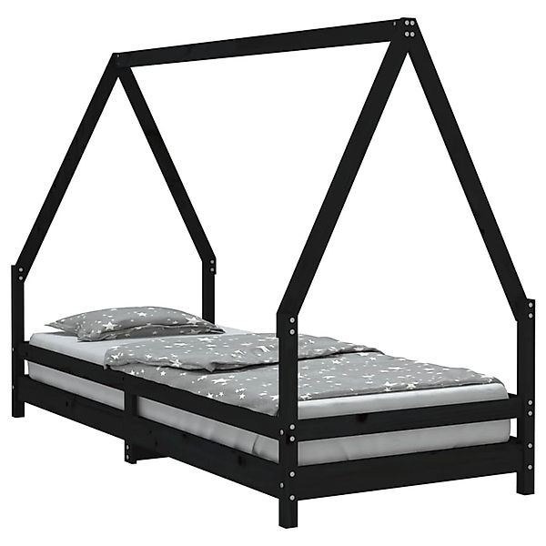 vidaXL Kinderbett Schwarz 80x200 cm Massivholz Kiefer 834482 günstig online kaufen
