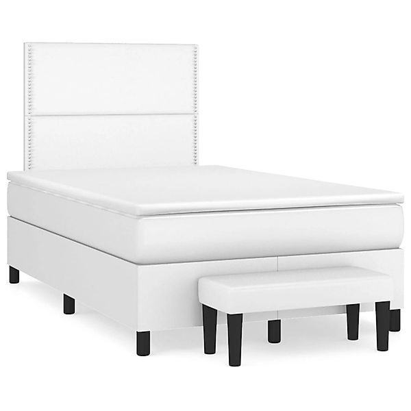 vidaXL Boxspringbett mit Matratze Weiß 120x200 cm Kunstleder1469661 günstig online kaufen