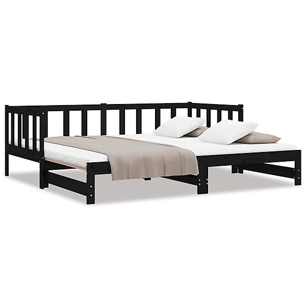 vidaXL Tagesbett Ausziehbar Schwarz 2x(90x190) cm Massivholz Kiefer1273266 günstig online kaufen
