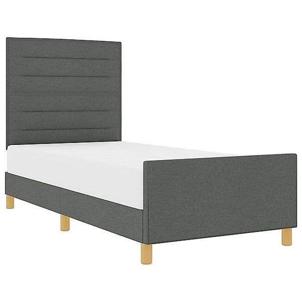 vidaXL Bett Bettgestell Dunkelgrau 90x190 cm Stoff (1-tlg) günstig online kaufen