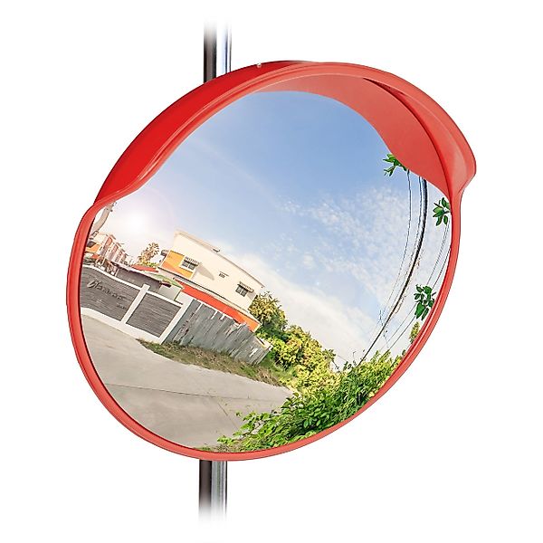 relaxdays Wandspiegel Verkehrsspiegel 60 cm rot günstig online kaufen