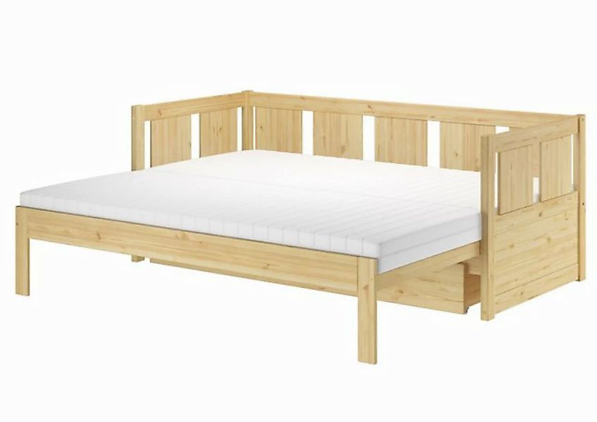 ERST-HOLZ Bett Ausziehbett Kiefer massiv natur wählbares Zubehör, Kieferfar günstig online kaufen