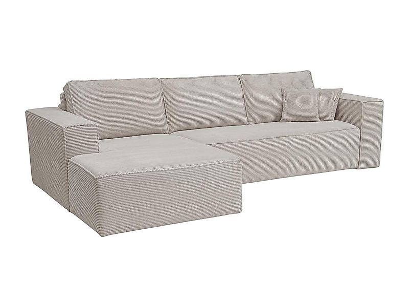 Eckschlafsofa mit Matratze - Ecke links - Cord - Beige - Liegefläche 140 cm günstig online kaufen