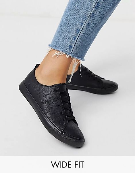 New Look – Schwarze Sneaker zum Schnüren in weiter Passform günstig online kaufen