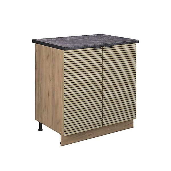 Vicco Küchenschrank Fame-Line Eiche Paneel 80 cm mit Regal AP Anthrazit günstig online kaufen