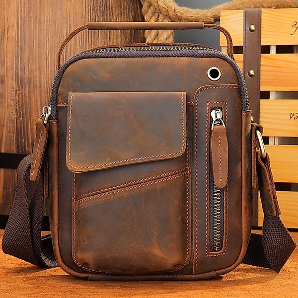 YUBRO-STUDIO Schultertasche Herren Leder Umhängetasche Echtleder günstig online kaufen