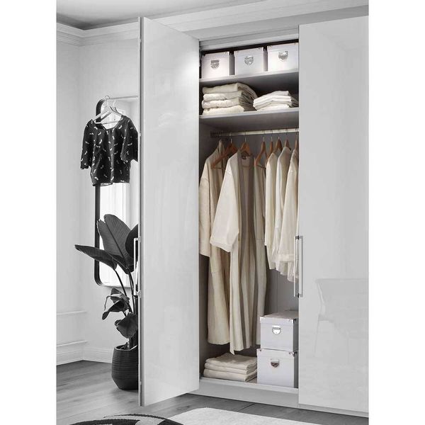 Hochwertiger Kleiderschrank in Weiß Front glasbeschichtet günstig online kaufen