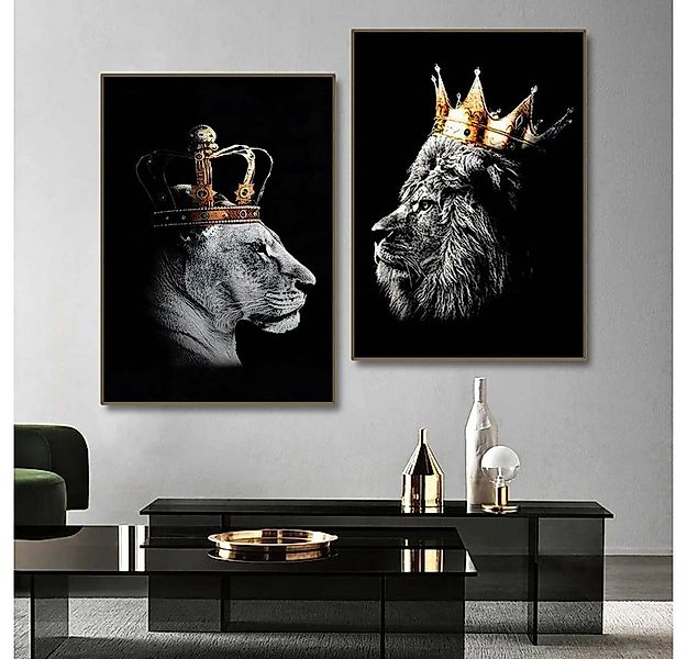 trends for living Wandbild Wandbild Schwarzer Löwen die Königin rahmenlose günstig online kaufen