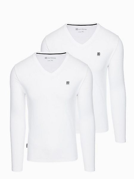 OMBRE Longsleeve 2er-Pack Herren Longsleeves mit V-Ausschnitt günstig online kaufen