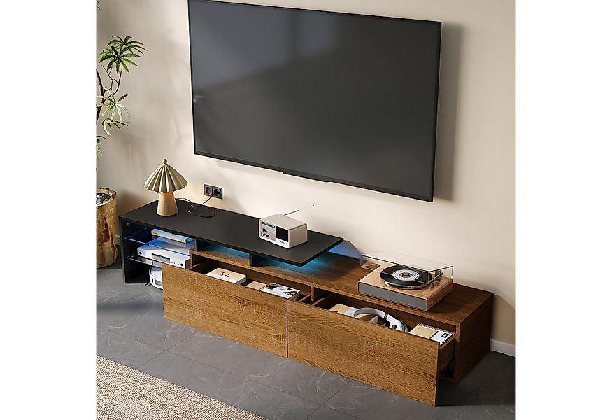 HAUSS SPOLE Lowboard mit LED-Beleuchtung,TV-Schrank Fernsehschrank mit Schu günstig online kaufen