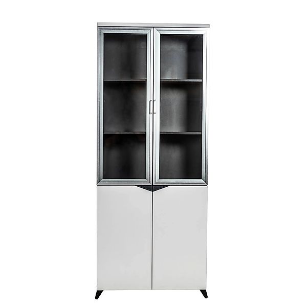 Jet-Line Aktenschrank Carlo in Schwarz-Weiß mit Glastüren 200x80x40 cm günstig online kaufen