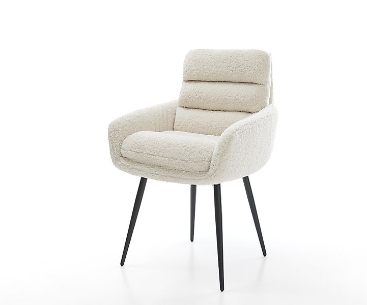 Esszimmerstuhl Abelia-Flex mit Armlehnen Teddystoff Beige 4-Fuß konisch Sch günstig online kaufen